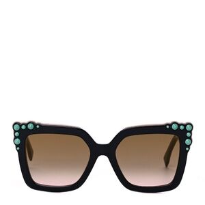 Fendi Studded Square Cat Eye Sunglasses FF 0260/S Black Pink